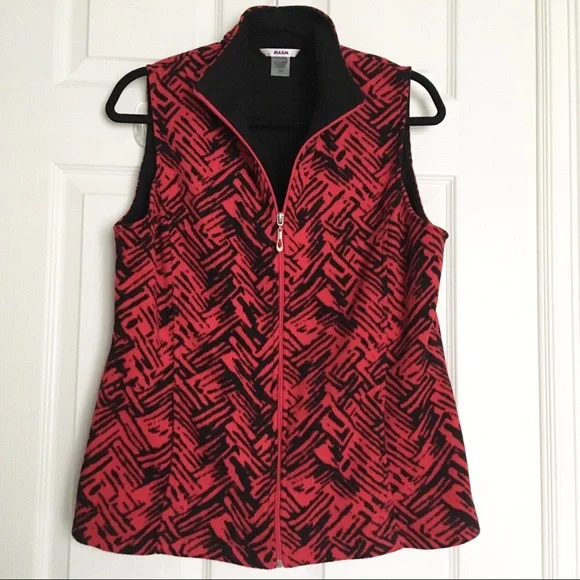 ALIA  Women’s Zip Up Vest Red Black  Size Small - Picture 2 of 6